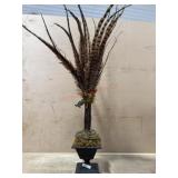 Pheasant feather decorative arrangement