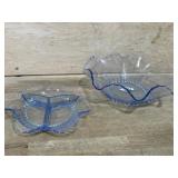 ELEGANT GLASS BOWL 2 PIECE BLUE