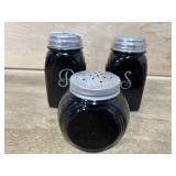 BLACK GLASS KITCHEN SHAKERS 3 QTY