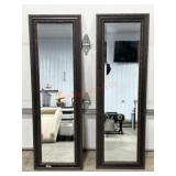 2- Framed 53 x 17 beveled glass wall mirrors