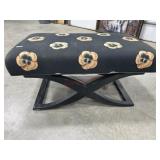 Black ottoman with floral pansy print
