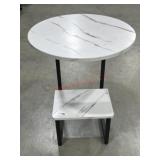 Modern C shape side table with marble look top