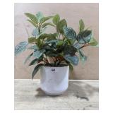 Small white pot with artificial pothos plant