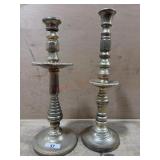 2- Brass look 14 inch candlesticks