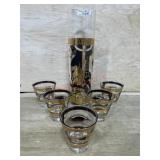 FRED PRESS COCKTAIL MIXER AND 5 GLASSES