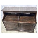 Dark roasted finish wood TV console cabinet