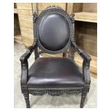 Traditional style walnut finish carved arm chair
