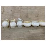BELLEEK IRELAND 3 PICHERS AND BOWLS 6 PIECES