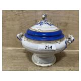 IRONSTONE 2 HANDLED SMALL TUREEN BLUE AND GOLD