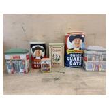 Box of tins and oatmeal cans