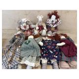 Flat of 7 rag dolls