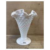 White hobnail Pedestal ruffle compote  (possibly