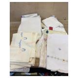 Box lot of old table linens and doilies