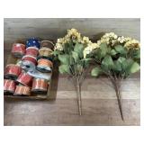 Flat of 12 rolls craft ribbon and yellow silk