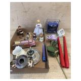 Flat with candle sticks old toy truck and misc.