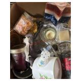 Box lot with candles and misc. glassware