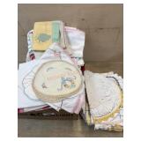 Flat of vintage table linens ands doilies