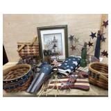 Box lot of Americana home decorations