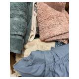 Box lot of blankets/  towels and table linen