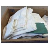 Box lot of old linens and tablecloths