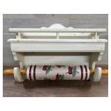 Wood shelf with glass rolling pin