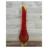 Fenton Ambrerina hobnail swung glass vase