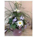 Mauve metal water can with floral