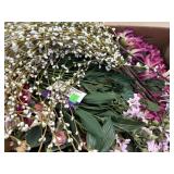 Box lot of silk flowers