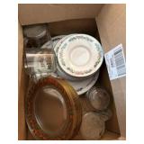 Box of Christmas dishes