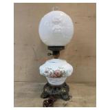 White Gone with the Wind lamp with pick floral