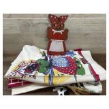 Vintage Americana tea towels. table cloth