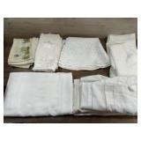 Flat of old white table linens