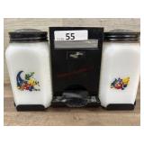 Vintage match box with art deco salt and pepper