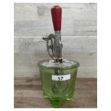 Green depression glass mixer bowl with beaters