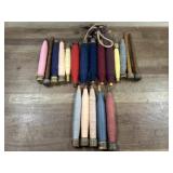 Flat of old wood thread spools