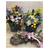 Tote of baskets of florals