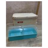 Metal bread box and plastic bread keeper