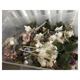 Clear tote of silk flowers