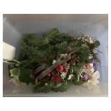 Clear tote of greenery and florals