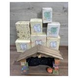 Flat of 7 Cherished Teddies figures and nativity
