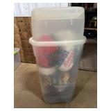 Wrapping paper storage container with holiday