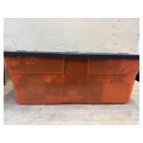 Orange tote of silk flowers