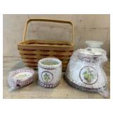 Basket with candle and candle toppers