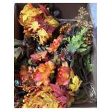 Box lot of fall silk flowers