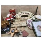 Box with Peace on Earth arch sign, decorator