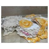 Flat of crochet doilies