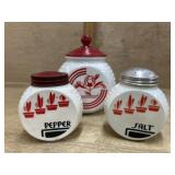 Art deco salt and pepper shakers with small tea