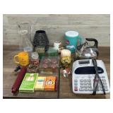 Box lot of Vase, Table lamp, dishes and misc,