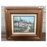 15x18 Wood frame with barn oil on canvas painting