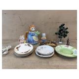 Flat with ceramic cat teapot , sugar and creamer